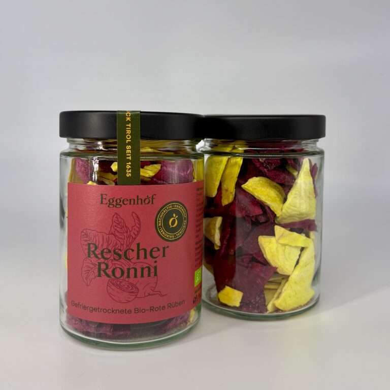 Gefriergetrocknete Rote Rüben „Rescher Ronni“ im Glas vom Eggenhof