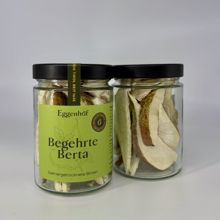 Gefriergetrocknete Birnen „Begehrte Berta“ im Glas vom Eggenhof