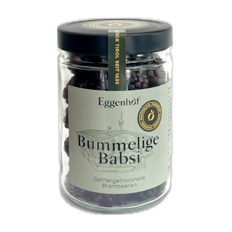 Glas mit gefriergetrockneten Brombeeren „Bummelige Babsi“ vom Eggenhof